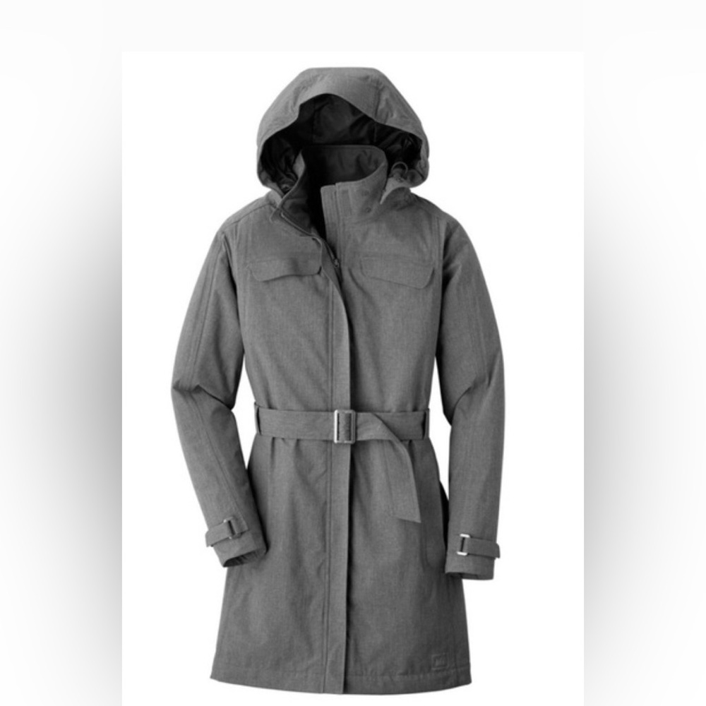 REI Women's Gray Hooded Belted Trench Coat